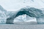 crystal ice environment with water and arch made of ice