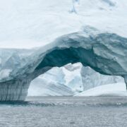 crystal ice environment with water and arch made of ice
