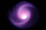 wormhole in space with purple light and white light center