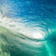 clear, blue green whirlpool close up