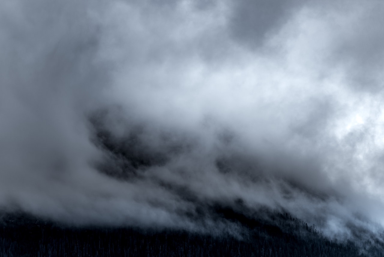mountain obscured by clouds