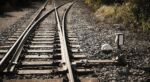 Two diverging railroad tracks