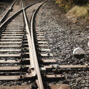 Two diverging railroad tracks