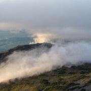 Fog obscuring mountains