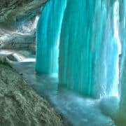 Blue ice wall in cave
