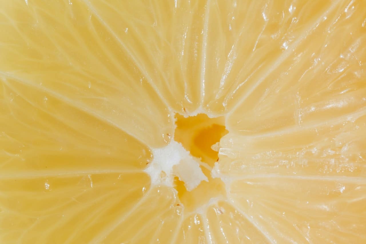Close up of core of a lemon