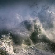 Very rough ocean water and crashing waves