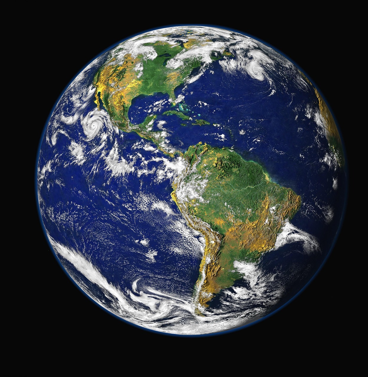 earthWikiImagespixabay A color photo of earth from space with swirling clouds visible.
