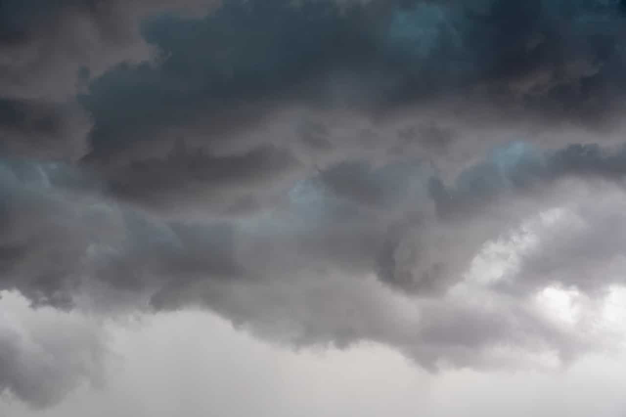 A gray overcast and cloudy sky